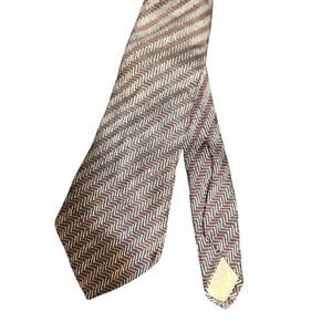 Vintage Ted Lapidus Men's Red & Gray Striped Necktie